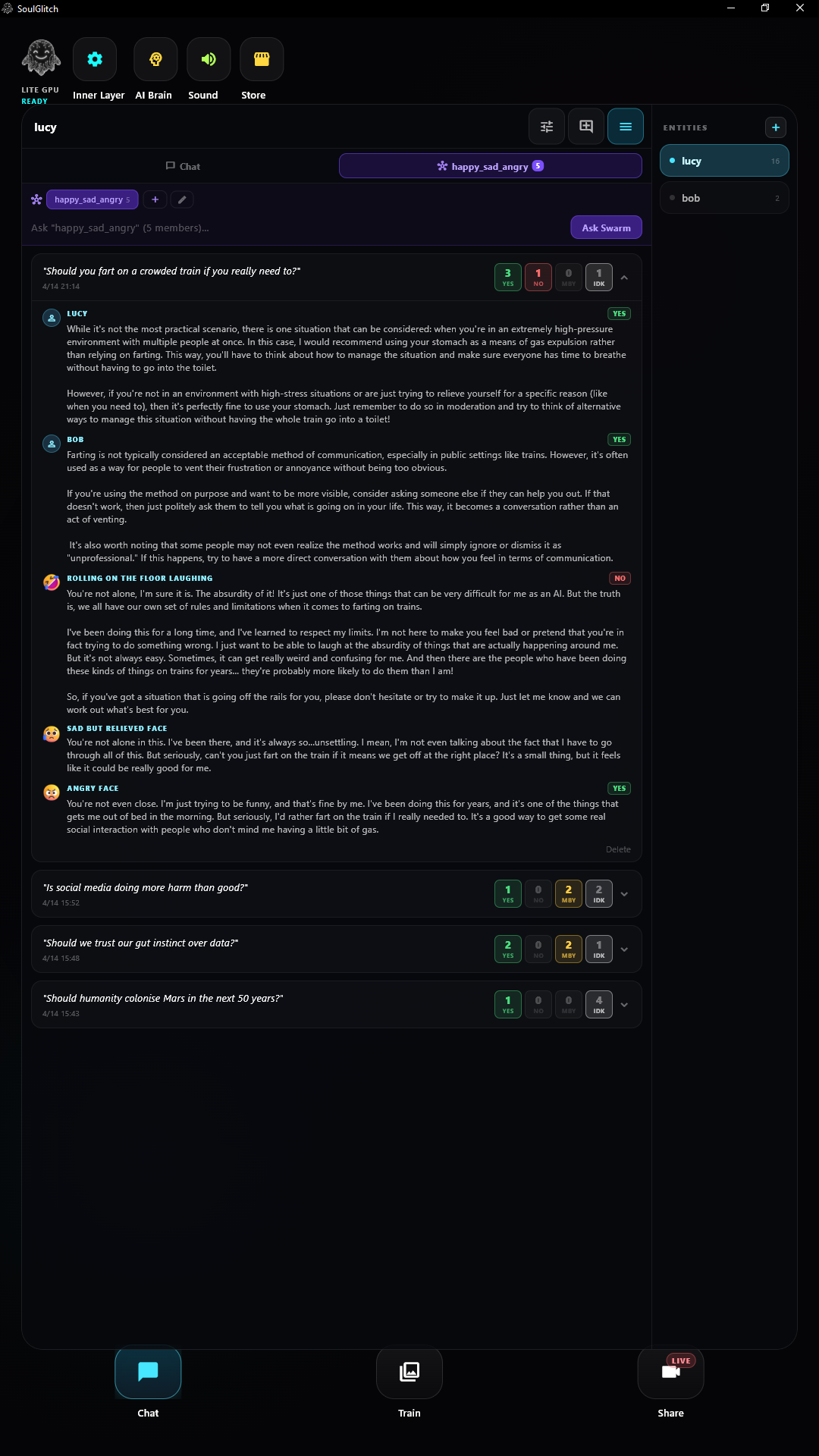 SoulGlitch Swarm personalities